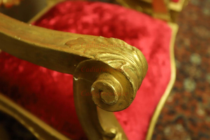 Chaises de luxe <span class=keywords><strong>Louis</strong></span> <span class=keywords><strong>XV</strong></span> anciennes faites à la main <span class=keywords><strong>Fauteuil</strong></span> baroque français en bois massif sculpté en velours - Product Image 3