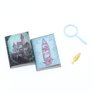 Offre Spéciale : Ensemble de livres miniatures en papier pour <span class=keywords><strong>maison</strong></span> de poupée, avec <span class=keywords><strong>loupe</strong></span> pour poupée elfe - Product Image 4