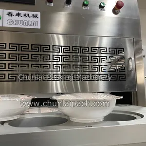 KIS-4 Auto Paste Container MAP Packing Sandwich Tray Vacuum Nitrogen Gas Flushing Packaging Sealing Machine