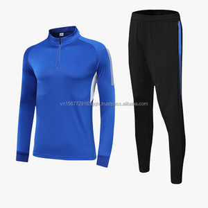 เสื้อฟุตบอลแขนยาวแบบซิปครึ่งตัว เสื้อแจ็คเก็ตฝึกซ้อม พิมพ์โลโก้ได้ตามต้องการ กางเกงกีฬาผู้ชาย เสื้อทีม ป้องกันรังสียูวี แห้งเร็ว - Product Image 4