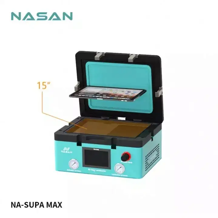 Nasan Na-Supa Max 15 بوصة OCA للطاولة شاشة منحنية مسطحة 2 في 1 LCD تصفيح وإزالة فقاعات الهواء