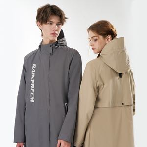 Rainfreem High Quality Waterproof <strong>Long</strong> Trench Pongee Fabric PVC Coating Fashion <strong>Raincoat</strong> Poncho Camping - Product Image 3