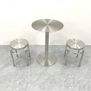 أثاث مطعم طاولة بيسترو صناعي من الفولاذ المقاوم للصدأ لغرفة المعيشة في الهواء الطلق والفنادق-جاهز للشحن - Product Image 4