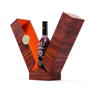 Caja de Regalo de Madera Hecha a Mano para Vino, con Capacidad para una Sola Botella, Compartimento Independiente, Caja de Regalo Abierta para Vino