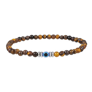 Bracelet Hip Hop Unisexe Personnalisé en Malachite Naturelle 4mm, <span class=keywords><strong>Pierre</strong></span> <span class=keywords><strong>de</strong></span> <span class=keywords><strong>Lave</strong></span> et Perles Œil <span class=keywords><strong>de</strong></span> Tigre, avec Œil du Démon Bleu, pour Prière et Yoga - Product Image 3