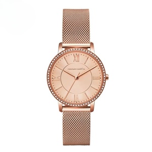 Reloj de Cuarzo para Mujer al por Mayor, con Bisel de Cristal, Correa de Malla de Acero Inoxidable en Oro Rosa, Estilo Minimalista, Casual y de Negocios - Product Image 2