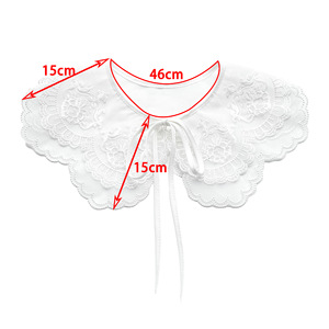 Nuovo Colletto Finto da Donna con Perline Frontali Staccabili, Striscia di Pizzo Ricamato a Doppio Strato con Volant, Sciarpa e Scialle - Product Image 3