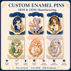 Pins en émail dur personnalisés avec personnage de fille originale, plaqués or, badges de revers en métal mignons - Product Image 3