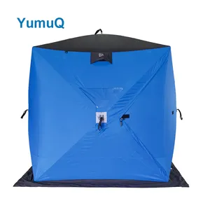 YumuQ 350cm 139 "サイズ防風テント冬用フィッシングキューブ、アイスキューブ冬用フィッシングテント4〜5人用