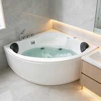 Baignoire autoportante triangulaire en acrylique intelligente en forme d'éventail, chauffage à température constante, massage par jets, design de luxe léger