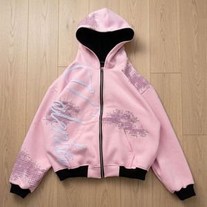 Conjunto de Sudadera con Capucha y Pantalones de Chándal para Hombre, de Algodón Grueso, Estilo Urbano Y2K Grunge, con Estampado Gráfico y Cremallera Completa, Venta al por Mayor Personalizada - Product Image 2