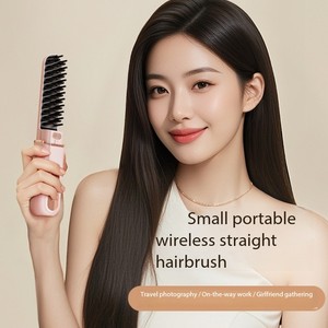 Cepillo Alisador de Cabello LCD Portátil, Plancha de Pelo de Viaje Anti-Quemaduras, Cepillo Estilizador Térmico con Carga USB, Plancha de Pelo Inalámbrica - Product Image 2