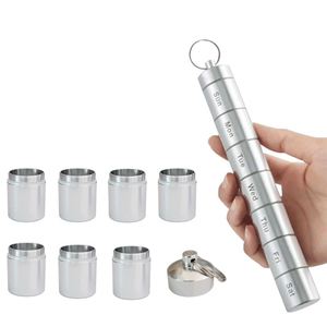 Weekly Pill Organizer <b>Aluminum</b> Holder 7 Day Small <b>Container</b> Metal Case for Travel (colorful Silver Black) - Product Image 3