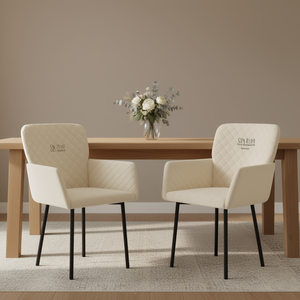 Sedie da Pranzo in Velluto Crema 100% Poliestere con Gambe in Metallo Design Contemporaneo Arredamento Moderno per la Casa - Product Image 2