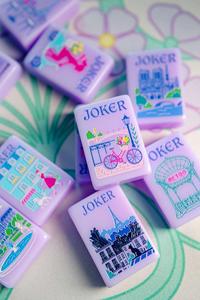 Modernas y Lujosas Fichas <span class=keywords><strong>de</strong></span> Mahjong Púrpuras con Diseños Florales y Arquitectónicos, Elegante Juego Americano para Regalos Navideños, Juegos <span class=keywords><strong>de</strong></span> Casino - Product Image 3