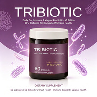 TRIBIOTIC Probiotique pour femmes 50 milliards d'UFC avec prébiotiques et postbiotiques Soutient la santé intestinale, immunitaire et vaginale 30 capsules végétales