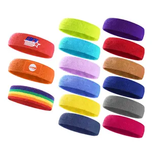 2024 Aolikes Cotton Colorful Headband Fashion Sport Stretch Elastic Thin Sweat Absorbing Breathable Hair Band For Men And Women
