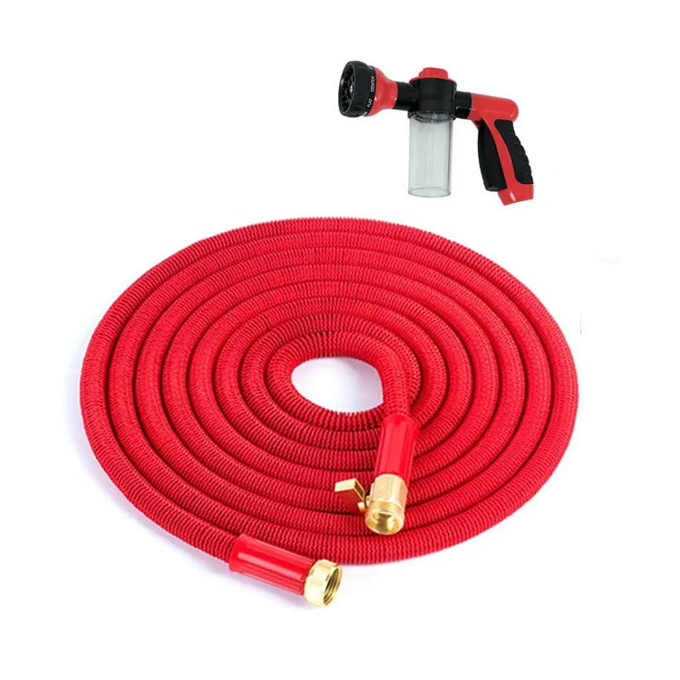 New Design Irrigation Expandable Flexible Garden Water Pipe Hose Brass Fitting& Hose Guard Latex Double Tube+polyester Fiber