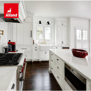 Armoires de cuisine sur mesure Allandcabinet, style moderne, finition laquée mate, cadre en bois massif, style Shaker, avec îlot - Product Image 3