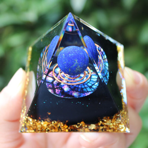 Pyramide en résine époxy Kogiya, boule de lapis-lazuli, décoration de maison, ornement de bureau, collection, cadeau - Product Image 4