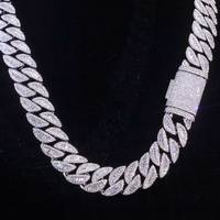 Fealux Cadena Cubana de 20mm, Plata 925, Incrustaciones Completas de Moissanita VVS Corte Baguette, Joyería Hip Hop Unisex
