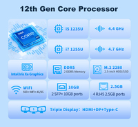 Mini PC sin Ventilador de 12.ª Generación con Intel I7-1255U de 10 Núcleos, 4x2.5GbE, 2x10G SFP+, DDR5, PCIe 4.0 NVMe, VPro, TPM2.0 para VPN, Firewall y Gateway