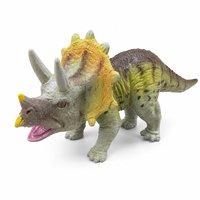 Figurine de dinosaure Triceratops réaliste en PVC écologique marron-vert 14x4x7,5 cm, modèle pédagogique, décoration de bureau pour enfants