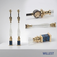 Balustre d'escalier en cristal torsadé de luxe, poteau de rampe d'escalier en métal doré, colonne décorative pour villa, main courante intérieure