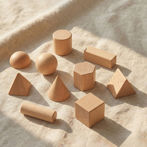 Bloques de Formas Geométricas de Madera Montessori, Círculo, Cuadrado, Triángulo y Rectángulo, Juguete Educativo para el Juego y Aprendizaje de Niños Pequeños - Product Image 1
