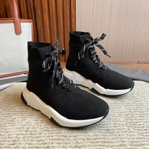 Baskets montantes décontractées pour hommes en maille respirante à lacets, à bout rond, style marche, semelle épaisse, et chaussures chunky pour femmes - Product Image 1