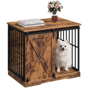 Cage à chien en bois robuste pour intérieur, avec porte en métal et séparateur à tiroir, pour animaux de grande taille - Product Image 1