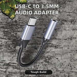 <span class=keywords><strong>Adaptateur</strong></span> audio en alliage d'aluminium tressé en nylon pour Samsung <span class=keywords><strong>USB</strong></span> Type C 3.5mm Aux Headphones OT Protection Digital IC - Product Image 2
