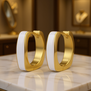 Orecchini a Cerchio Geometrici Placcati Oro, Design Minimalista Unisex per Uso Quotidiano, Gioielli Raffinati Placcati Oro 22k - Product Image 2