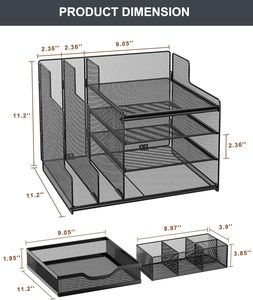 Office Desk Organizer with Upright <b>File</b> Holder 4-Tier Mesh Letter <b>Paper</b> Tray Desk Organizer Desktop <b>FILE</b> ORGANIZER - Product Image 4
