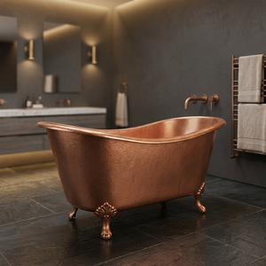 Bañera Ovalada de Metal con Patas de Cobre, Bañera de Lujo de Color Marrón para el Hogar y Hoteles -I H C - Product Image 1