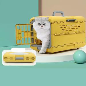 Cage pour animaux de compagnie aérienne pliante portable de luxe confortable et respirante en plastique maille bouton pression caisse pliable pour chien pour voyage en voiture - Product Image 1