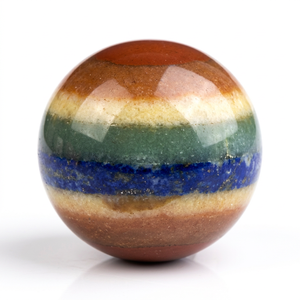 Layered Natural Gemstone 7 Chakra Sphere Polished <b>Crystal</b> Ball Handmade Meditation Decor Home Office <b>Ornament</b> Bulk Retail Supply - Product Image 1