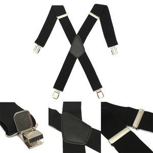 All'ingrosso resistente 2 pollici X tutore posteriore a clip per lavoro plain Black tessuto pantaloni da <span class=keywords><strong>uomo</strong></span> <span class=keywords><strong>bretelle</strong></span> elastiche per <span class=keywords><strong>uomo</strong></span> - Product Image 3