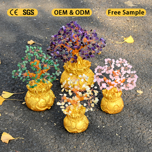 Wholesale Hand Made Healing Crystal Craft Money <b>Bag</b> Crystal Lucky Wealth Tree for Fengshui - Product Image 1