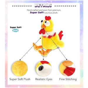 Fabricante personalizado 3D Eyes Yellow Rooster Peluche <span class=keywords><strong>de</strong></span> algodón <span class=keywords><strong>de</strong></span> peluche Animal <span class=keywords><strong>de</strong></span> granja para niños Huggable Sentado <span class=keywords><strong>Gallo</strong></span> Juguetes - Product Image 2