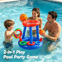 Sommerlicher, kühlender, aufblasbarer Basketballkorb aus PVC für Pool und Terrasse – Wasserspielzeug für Kinder und Erwachsene für gemeinsame Eltern-Kind-Spaß