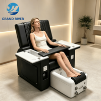 Nouveau Design Fauteuil Pédicure Électrique avec Bassin en Céramique et Massage, Fonction de Surf Lumineuse, Fauteuil Sofa pour Salon de Manucure