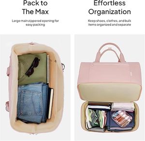 Sac de <span class=keywords><strong>voyage</strong></span> pour femme, sac de week-end 40L approuvé par les compagnies aériennes, avec compartiment à chaussures et poche étanche pour articles mouillés - Product Image 4