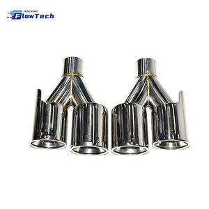 Embout d'échappement double FlowTech en acier inoxydable pour système d'échappement universel de voiture, amélioration avec un look sportif et une construction durable - Product Image 1