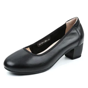 <span class=keywords><strong>Scarpe</strong></span> da <span class=keywords><strong>Donna</strong></span> alla Moda con <span class=keywords><strong>Tacco</strong></span> Medio in Pelle, Comode, Nere, Slip-On con Suola Morbida e <span class=keywords><strong>Tacco</strong></span> Grosso per la Stagione Autunnale - Product Image 2