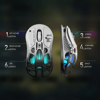 Souris de jeu sans fil GravaStar Mercury M1 Pro Tri-Mode PAW3395 26K DPI 4KHz 88g en alliage de magnésium 200Hr GLOWSYNC RGB