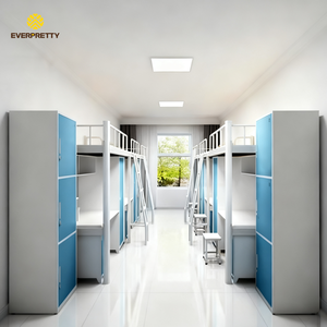 Lit superposé moderne en métal blanc pour 6 personnes, gain de place, avec bureau d'étude et armoire de rangement, design démontable, idéal pour <span class=keywords><strong>appartement</strong></span> - Product Image 1