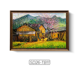 Pintura al Óleo de Paisaje Montañoso Campestre Hecha a Mano en Vietnam, Arte de Pared en Lienzo de Lujo, Servicio OEM ODM - Product Image 1