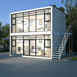 فيلا حاويات من طابقين قابلة للفصل مخصصة من المصنع، جدار ستائر فولاذي، تصميم عصري لمقهى، غرف نوم نمطية، غرفة معيشة - Product Image 1
