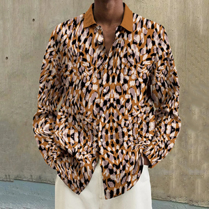 Dernier modèle de chemise <span class=keywords><strong>disco</strong></span> à col pointu aristocrate fleur de rose chemise rétro à manches longues léopard chemise <span class=keywords><strong>polo</strong></span> boutonnée - Product Image 2